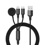 สำหรับ iPhone / Apple Watch สายชาร์จมัลติฟังก์ชัน 3 in 1 8 Pin + Type-C / USB-C + ฐานชาร์จแม่เหล็ก ความยาว: 1 ม., 3 in 1
