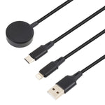 สำหรับ iPhone / Apple Watch สายชาร์จมัลติฟังก์ชัน 3 in 1 8 Pin + Type-C / USB-C + ฐานชาร์จแม่เหล็ก ความยาว: 1 ม., 3 in 1