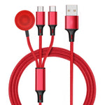 สำหรับ iPhone / Apple Watch สายชาร์จมัลติฟังก์ชัน 3 in 1 8 Pin + Type-C / USB-C + ฐานชาร์จแม่เหล็ก ความยาว: 1 ม., 3 in 1