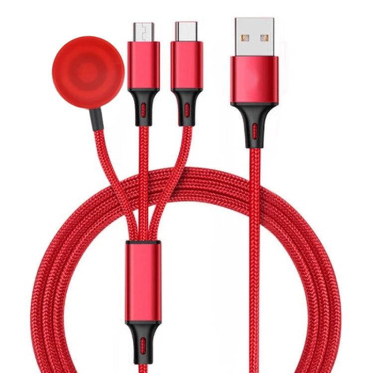 สำหรับ iPhone / Apple Watch สายชาร์จมัลติฟังก์ชัน 3 in 1 8 Pin + Type-C / USB-C + ฐานชาร์จแม่เหล็ก ความยาว: 1 ม., 3 in 1