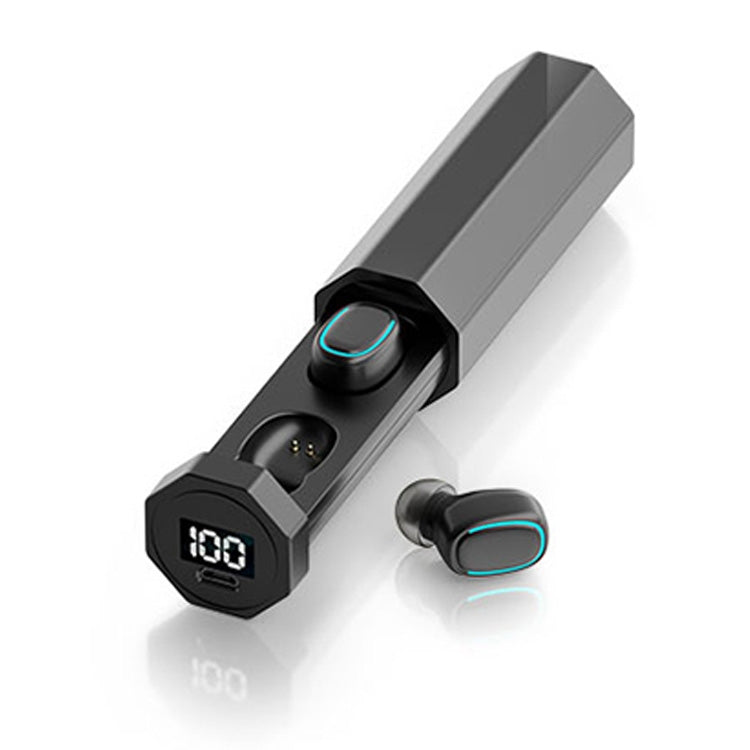 หูฟังบลูทูธ True Wireless C1 Bluetooth 5.0 TWS แบบสัมผัส พร้อมจอแสดงผลดิจิทัลหลายเหลี่ยม พร้อมกล่องชาร์จ ทรงหลายเหลี่ยม