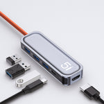 แท่นต่อพ่วงมัลติฟังก์ชัน ROCK RT16 5 in 1 Type-C / USB-C เป็น HDMI + USB 3.0 x 4 HUB แปลงและขยาย, รุ่น RT16