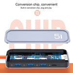 แท่นต่อพ่วงมัลติฟังก์ชัน ROCK RT16 5 in 1 Type-C / USB-C เป็น HDMI + USB 3.0 x 4 HUB แปลงและขยาย, รุ่น RT16