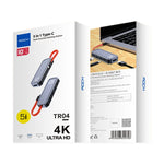 แท่นต่อพ่วงมัลติฟังก์ชัน ROCK RT16 5 in 1 Type-C / USB-C เป็น HDMI + USB 3.0 x 4 HUB แปลงและขยาย, รุ่น RT16