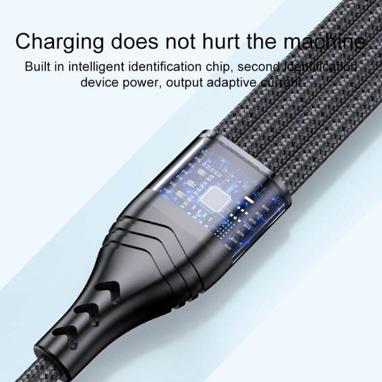 สายชาร์จข้อมูลชาร์จเร็ว 4 in 1 66W 6A USB เป็น 8 Pin + Micro USB + USB-C / Type-C คู่ ความยาวสาย: 2 ม., 66W
