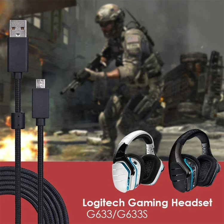 ZS0155 For Logitech G633 / G633s USB Headset Audio Cable Support Call / Headset Lighting, Cable Length: 2m, For Logitech G633 2m