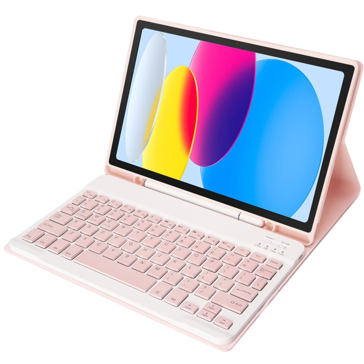 สำหรับ iPad 11 2025 / รุ่นที่ 10 10.9 2022 A10B เคสแท็บเล็ตหนังคีย์บอร์ดบลูทูธบางพิเศษผิวสัมผัสหนังลูกแกะ พร้อมช่องใส่ปากกา, A10B