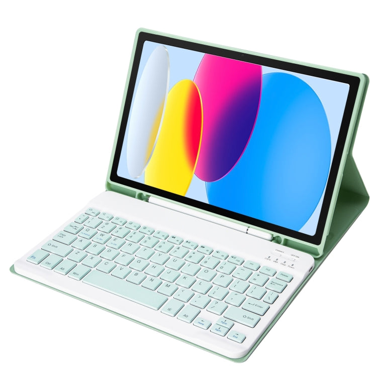 สำหรับ iPad 11 2025 / รุ่นที่ 10 10.9 2022 A10B เคสแท็บเล็ตหนังคีย์บอร์ดบลูทูธบางพิเศษผิวสัมผัสหนังลูกแกะ พร้อมช่องใส่ปากกา, A10B