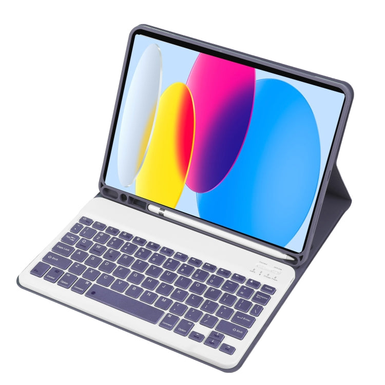 สำหรับ iPad 11 2025 / รุ่นที่ 10 10.9 2022 A10B เคสแท็บเล็ตหนังคีย์บอร์ดบลูทูธบางพิเศษผิวสัมผัสหนังลูกแกะ พร้อมช่องใส่ปากกา, A10B