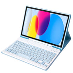 สำหรับ iPad 11 2025 / รุ่นที่ 10 10.9 2022 A10B เคสแท็บเล็ตหนังคีย์บอร์ดบลูทูธบางพิเศษผิวสัมผัสหนังลูกแกะ พร้อมช่องใส่ปากกา, A10B