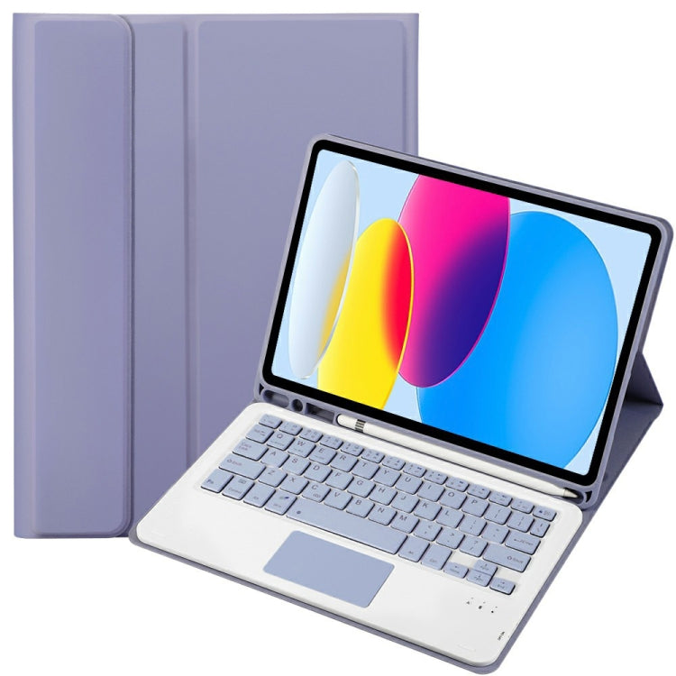 สำหรับ iPad 11 2025 / รุ่นที่ 10 10.9 2022 A10B-A เคสแท็บเล็ตหนังคีย์บอร์ดสัมผัสบลูทูธผิวสัมผัสหนังลูกแกะ พร้อมช่องใส่ปากกา, A10B-A