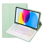 สำหรับ iPad 11 2025 / รุ่นที่ 10 10.9 2022 A10B-AS เคสแท็บเล็ตหนังคีย์บอร์ดสัมผัสบลูทูธไฟแบ็คไลท์ผิวสัมผัสหนังลูกแกะ พร้อมช่องใส่ปากกา, A10B-AS