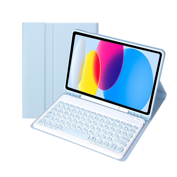สำหรับ iPad 11 2025 / รุ่นที่ 10 10.9 2022 YA10B เคสแท็บเล็ตหนังพร้อมคีย์บอร์ดบลูทูธลายหนังแกะ พร้อมช่องใส่ปากกา, YA10B