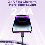JOYROOM S-AL012A14 สายชาร์จและซิงค์ข้อมูล USB 2.4A แบบ 8 Pin สีสันหลากหลาย ความยาว: 1.2m USB เป็น 8 Pin