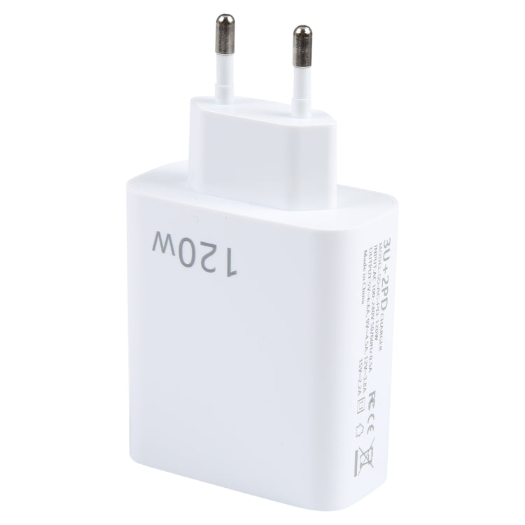ที่ชาร์จพอร์ตคู่ PD Type-C 120W + USB 3 ช่อง, ปลั๊ก EU, ปลั๊ก EU