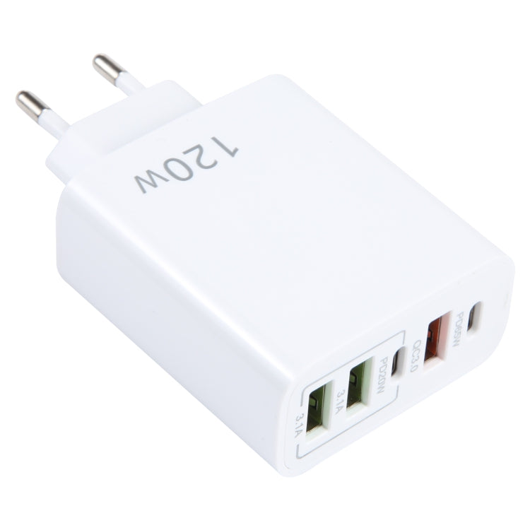 ที่ชาร์จพอร์ตคู่ PD Type-C 120W + USB 3 ช่อง, ปลั๊ก EU, ปลั๊ก EU