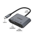 Onten M205 ตัวแปลงวิดีโอ 3 in 1 Type-C เป็น HDMI+VGA+PD ชาร์จเร็ว รุ่น M205