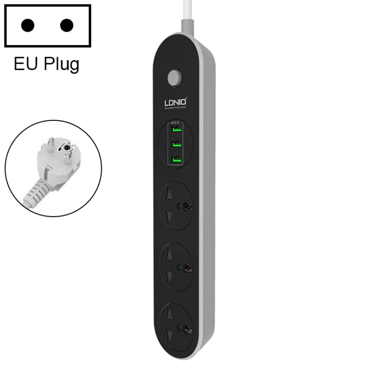 ปลั๊กไฟ LDNIO SC3301 3 พอร์ต USB สำหรับเดินทางและสำนักงาน, ความยาวสาย 1.6 ม., ปลั๊ก US, รหัส SAS8610AUS, SAS8610BUS, SAS8610EU, SAS8610UK
