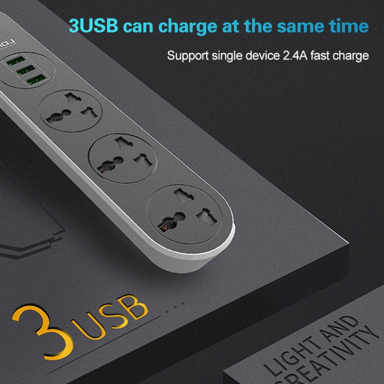 ปลั๊กไฟ LDNIO SC3301 3 พอร์ต USB สำหรับเดินทางและสำนักงาน, ความยาวสาย 1.6 ม., ปลั๊ก US, รหัส SAS8610AUS, SAS8610BUS, SAS8610EU, SAS8610UK