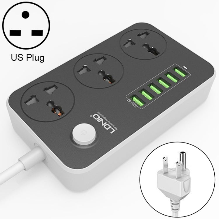 LDNIO SC3604 ปลั๊กไฟอเนกประสงค์สำหรับเดินทาง ที่บ้าน และสำนักงาน 6 พอร์ต USB, ความยาวสาย: 2 เมตร, ปลั๊กแบบ US, รุ่น SAS8611AUK, SAS8611AUS, SAS8611BUK, SAS8611BUS, SAS8611EU