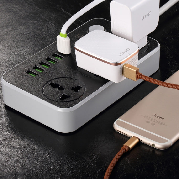 LDNIO SC3604 ปลั๊กไฟอเนกประสงค์สำหรับเดินทาง ที่บ้าน และสำนักงาน 6 พอร์ต USB, ความยาวสาย: 2 เมตร, ปลั๊กแบบ US, รุ่น SAS8611AUK, SAS8611AUS, SAS8611BUK, SAS8611BUS, SAS8611EU