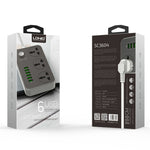 LDNIO SC3604 ปลั๊กไฟอเนกประสงค์สำหรับเดินทาง ที่บ้าน และสำนักงาน 6 พอร์ต USB, ความยาวสาย: 2 เมตร, ปลั๊กแบบ US, รุ่น SAS8611AUK, SAS8611AUS, SAS8611BUK, SAS8611BUS, SAS8611EU