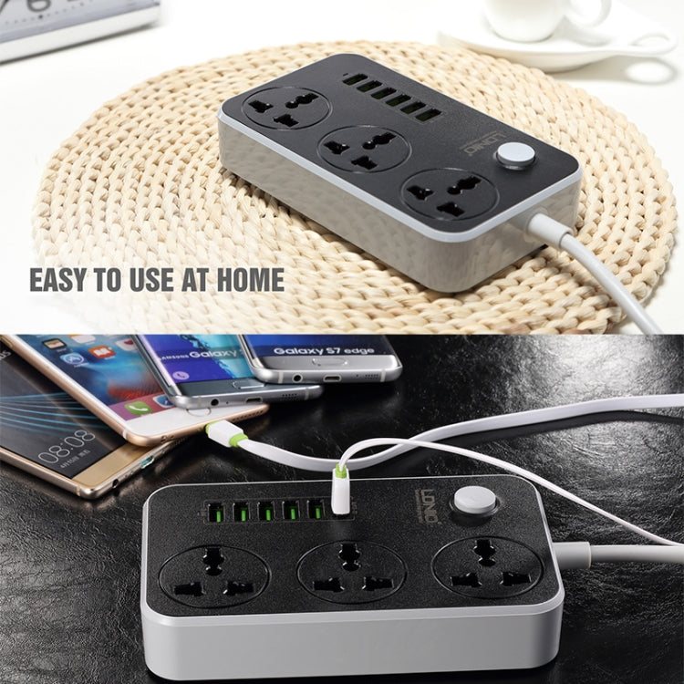LDNIO SC3604 ปลั๊กไฟอเนกประสงค์สำหรับเดินทาง ที่บ้าน และสำนักงาน 6 พอร์ต USB, ความยาวสาย: 2 เมตร, ปลั๊กแบบ US, รุ่น SAS8611AUK, SAS8611AUS, SAS8611BUK, SAS8611BUS, SAS8611EU