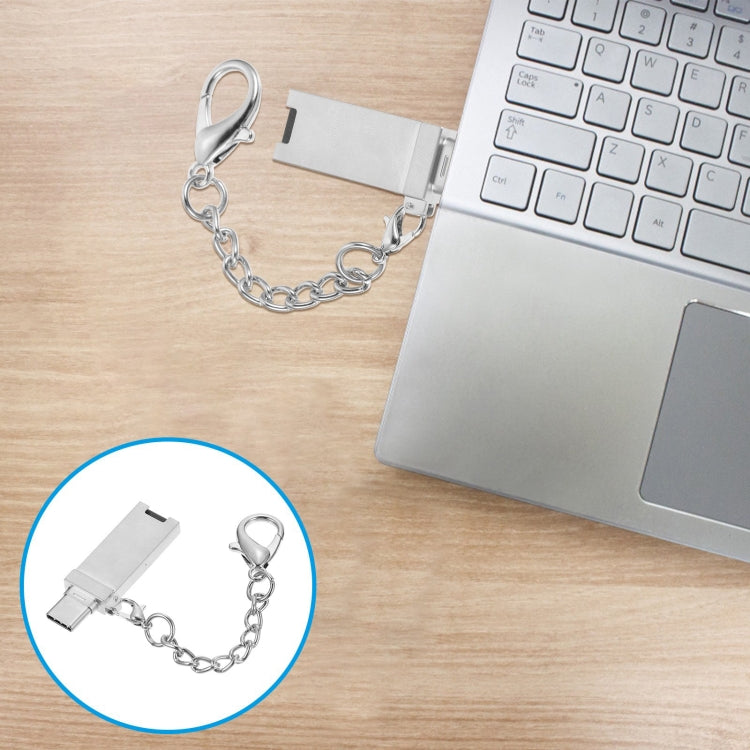 อะแดปเตอร์เชื่อมต่อพอร์ต USB 2.0 ตัวเมียเป็น USB-C / Type-C ตัวผู้ อะลูมิเนียมอัลลอยด์ขนาดเล็ก พร้อมสายโซ่