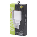 ชาร์จเดินทาง LZ-215A+C 20W QC 3.0 USB + PD 3.0 USB-C / Type-C ปลั๊กยุโรป