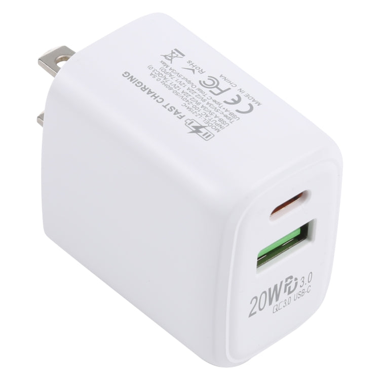 ชาร์จเดินทาง LZ-215A+C 20W QC 3.0 USB + PD 3.0 USB-C / Type-C ปลั๊กสหรัฐอเมริกา
