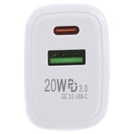 ชาร์จเดินทาง LZ-215A+C 20W QC 3.0 USB + PD 3.0 USB-C / Type-C ปลั๊กสหรัฐอเมริกา