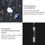 หูฟัง QKZ CK9 HiFi แบบใส่ในหูสี่ยูนิตสำหรับกีฬาและฟังเพลง
