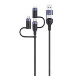 USAMS US-SJ547 U62 สายชาร์จและซิงค์ข้อมูลอลูมิเนียมอัลลอย PD ความเร็วสูง USB + Type-C / USB-C เป็น Type-C / USB-C + 8 Pin + Micro ความยาว: 1.2m