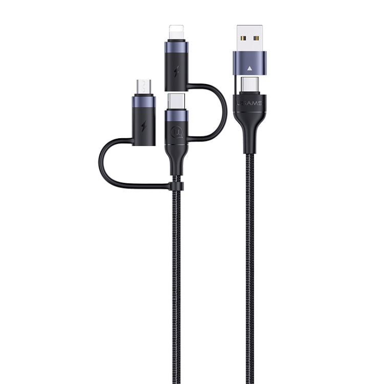 USAMS US-SJ547 U62 สายชาร์จและซิงค์ข้อมูลอลูมิเนียมอัลลอย PD ความเร็วสูง USB + Type-C / USB-C เป็น Type-C / USB-C + 8 Pin + Micro ความยาว: 1.2m