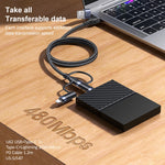 USAMS US-SJ547 U62 สายชาร์จและซิงค์ข้อมูลอลูมิเนียมอัลลอย PD ความเร็วสูง USB + Type-C / USB-C เป็น Type-C / USB-C + 8 Pin + Micro ความยาว: 1.2m