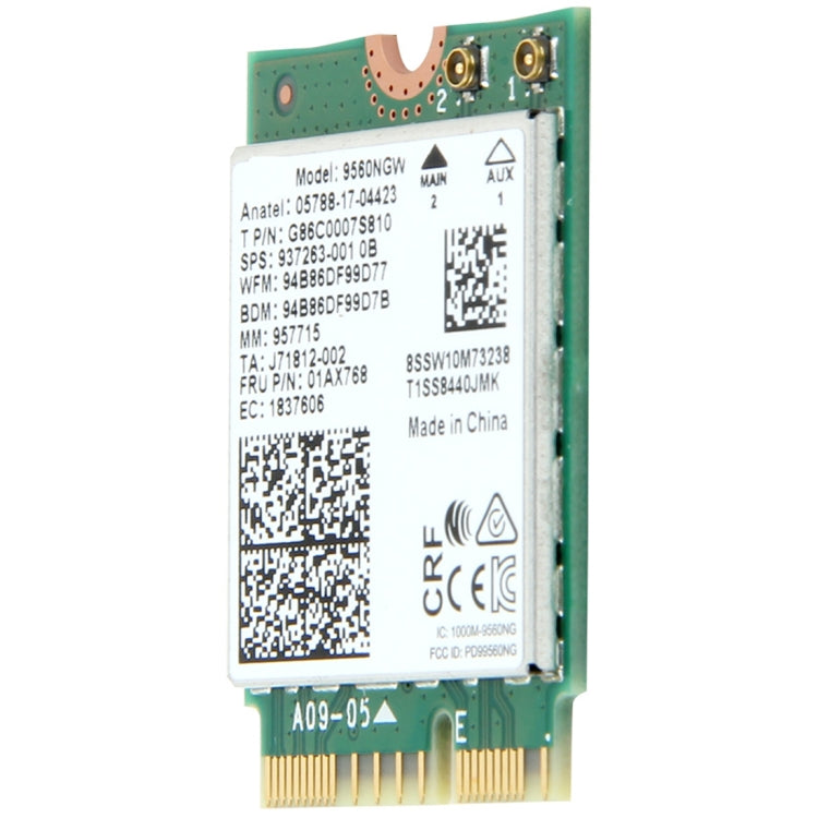 การ์ด Wifi แบบ Dual Band 1.73Gbps Intel 9560NGW 802.11ac NGFF Key E พร้อม Bluetooth 5.0 สำหรับแล็ปท็อป Windows 10, 9560NGW Intel 9560ac