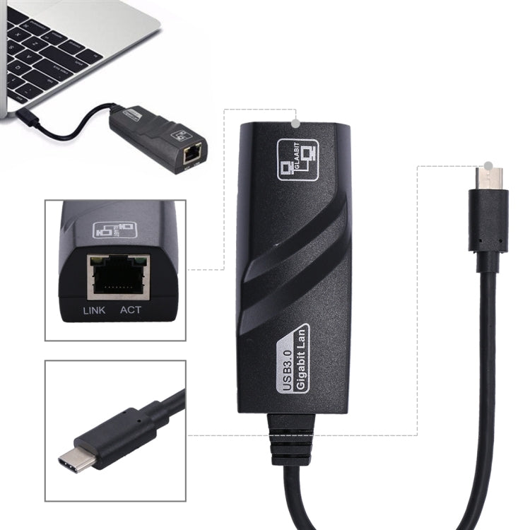 อะแดปเตอร์เครือข่าย RJ45 Gigabit Ethernet จาก USB-C / Type-C ความยาว 15 ซม., RJ45