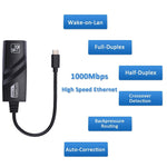 อะแดปเตอร์เครือข่าย RJ45 Gigabit Ethernet จาก USB-C / Type-C ความยาว 15 ซม., RJ45