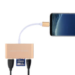 อะแดปเตอร์การ์ดรีดเดอร์ 5 in 1 Micro SD + SD + USB 3.0 + USB 2.0 + Micro USB เป็น USB-C / Type-C OTG สำหรับแท็บเล็ต สมาร์ทโฟน พีซี 5 in 1 (สีเงิน), 5 in 1 (สีทอง)