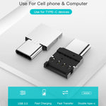 อะแดปเตอร์ OTG อะลูมิเนียมอัลลอยด์ขนาดเล็ก USB-C / Type-C ตัวผู้เป็น USB ตัวเมีย