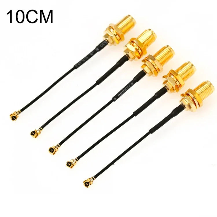 ชุดอะแดปเตอร์ RG178 Ufl / IPX / IPEX ถึง SMA Female 5 ชิ้น / ชุด พร้อมสายถัก, ความยาว:10cm, 10cm