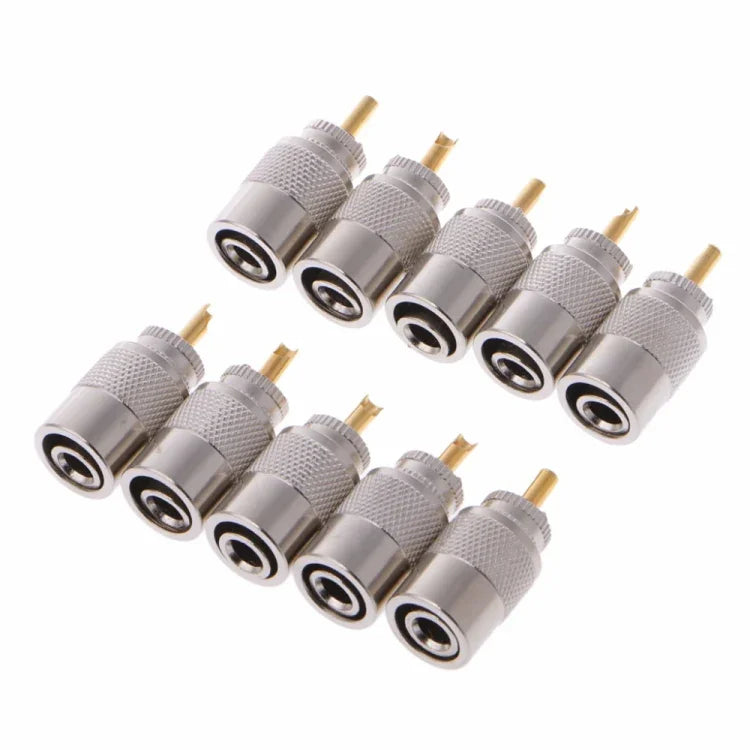 ปลั๊กขั้วต่อ UHF 10 ชิ้น PL-259 ตัวผู้สำหรับบัดกรีสายโคแอกเชียล RG8X