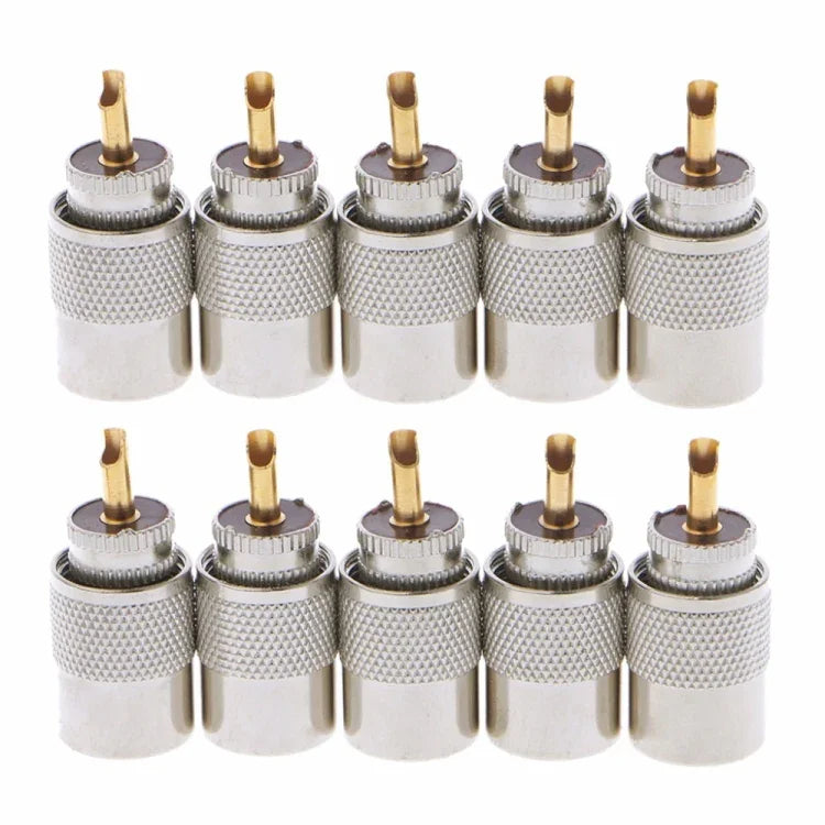 ปลั๊กขั้วต่อ UHF 10 ชิ้น PL-259 ตัวผู้สำหรับบัดกรีสายโคแอกเชียล RG8X