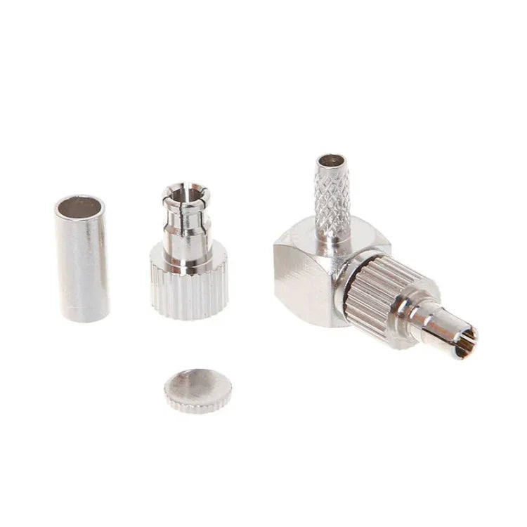 ขั้วต่อการ์ด RF โคแอกเชียลมุมฉาก 2 in 1 TS9 / CRC9 ตัวผู้ สำหรับ RG174 / 178 / 316 LMR100