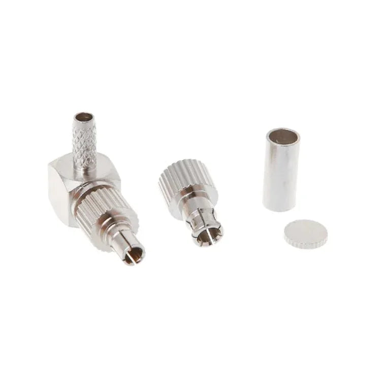 ขั้วต่อการ์ด RF โคแอกเชียลมุมฉาก 2 in 1 TS9 / CRC9 ตัวผู้ สำหรับ RG174 / 178 / 316 LMR100