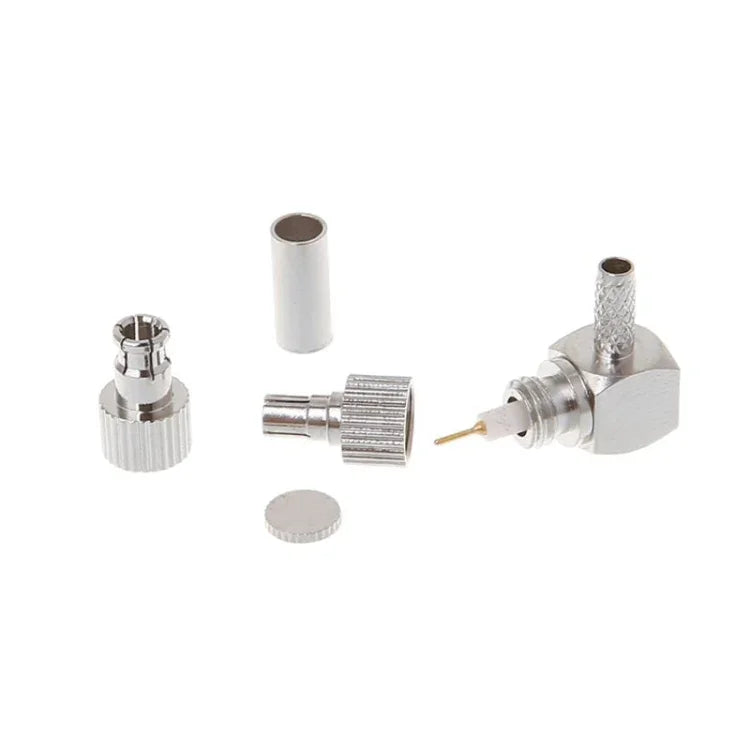 ขั้วต่อการ์ด RF โคแอกเชียลมุมฉาก 2 in 1 TS9 / CRC9 ตัวผู้ สำหรับ RG174 / 178 / 316 LMR100