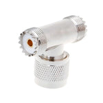 อะแดปเตอร์ตัวผู้ PL259 แบบ T-shape UHF เป็นตัวเมีย UHF 2 ตัว