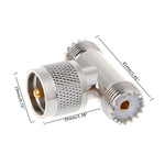 อะแดปเตอร์ตัวผู้ PL259 แบบ T-shape UHF เป็นตัวเมีย UHF 2 ตัว