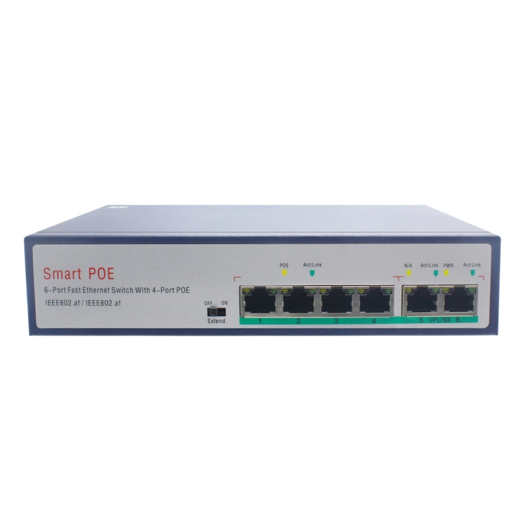 สวิตช์เครือข่าย ESCAM POE 4+2 6 พอร์ต Fast Ethernet 4 พอร์ต POE 10/100M 120W ระยะส่งข้อมูล 150 เมตร 6 พอร์ต