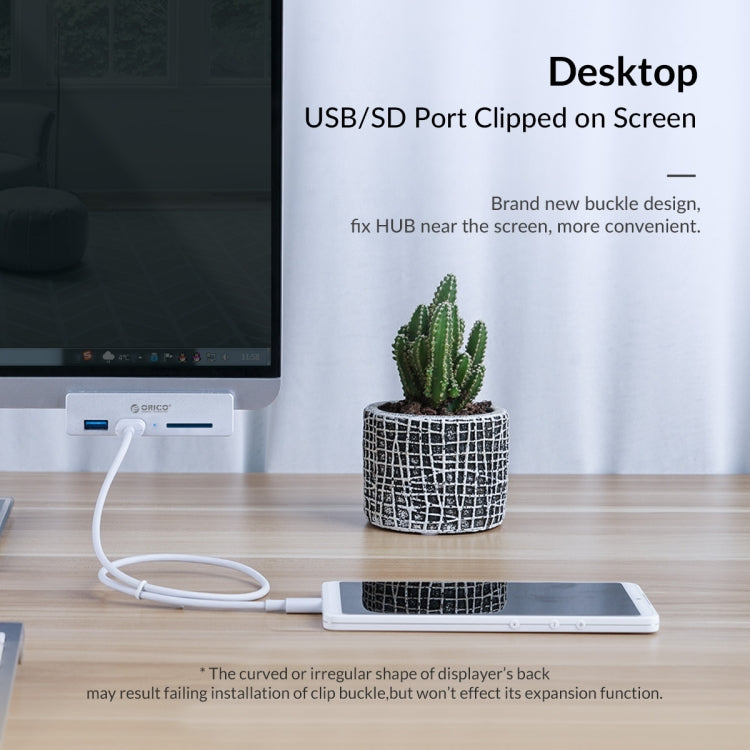 ORICO MH2AC-U3 ฮับ USB3.0 แบบหนีบ 2 พอร์ต พร้อมเครื่องอ่านการ์ด SD